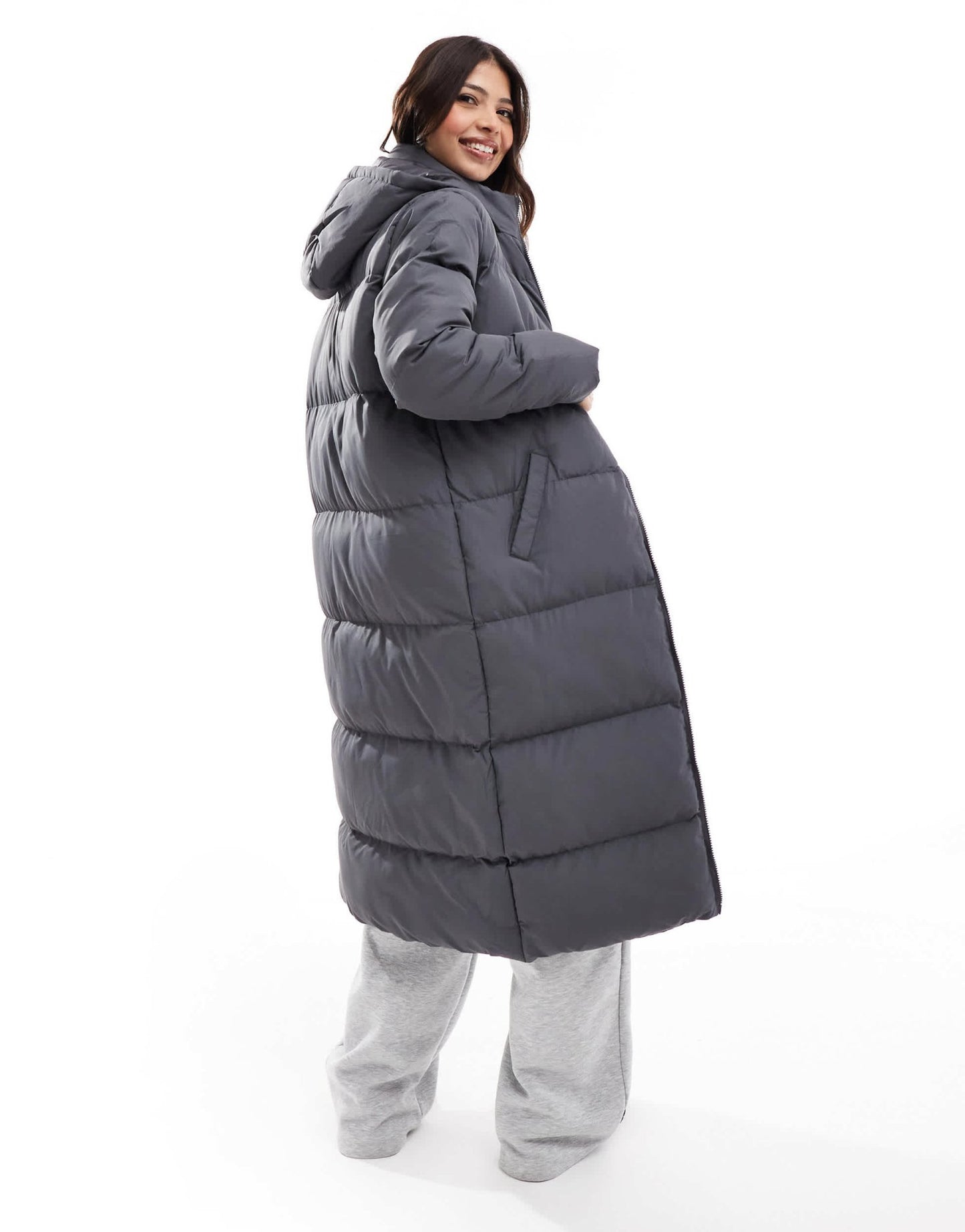 French Connection premium maxi puffer coat in dark grey - ASOS Sample Sale EU Store
