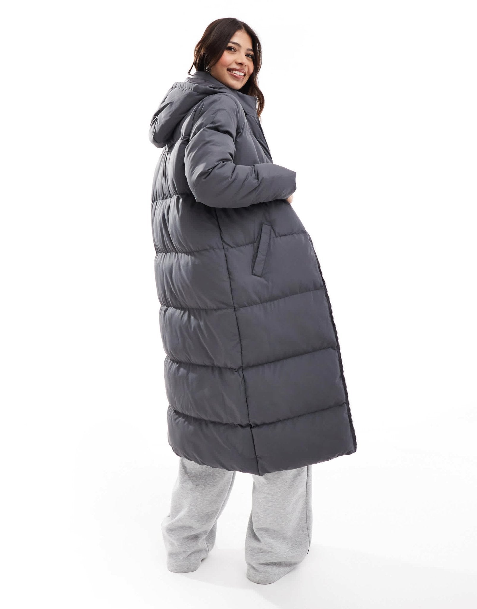 French Connection premium maxi puffer coat in dark grey - ASOS Sample Sale EU Store