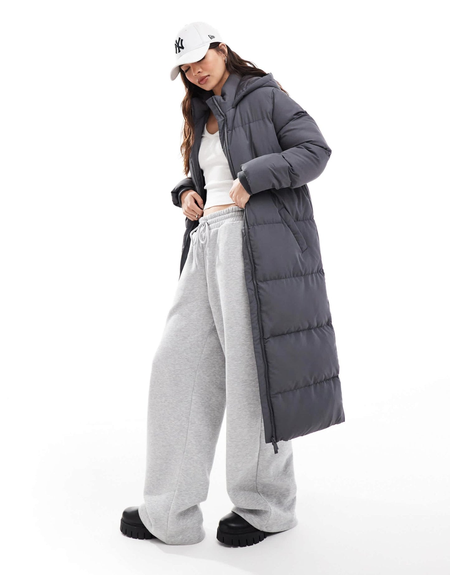 French Connection premium maxi puffer coat in dark grey - ASOS Sample Sale EU Store
