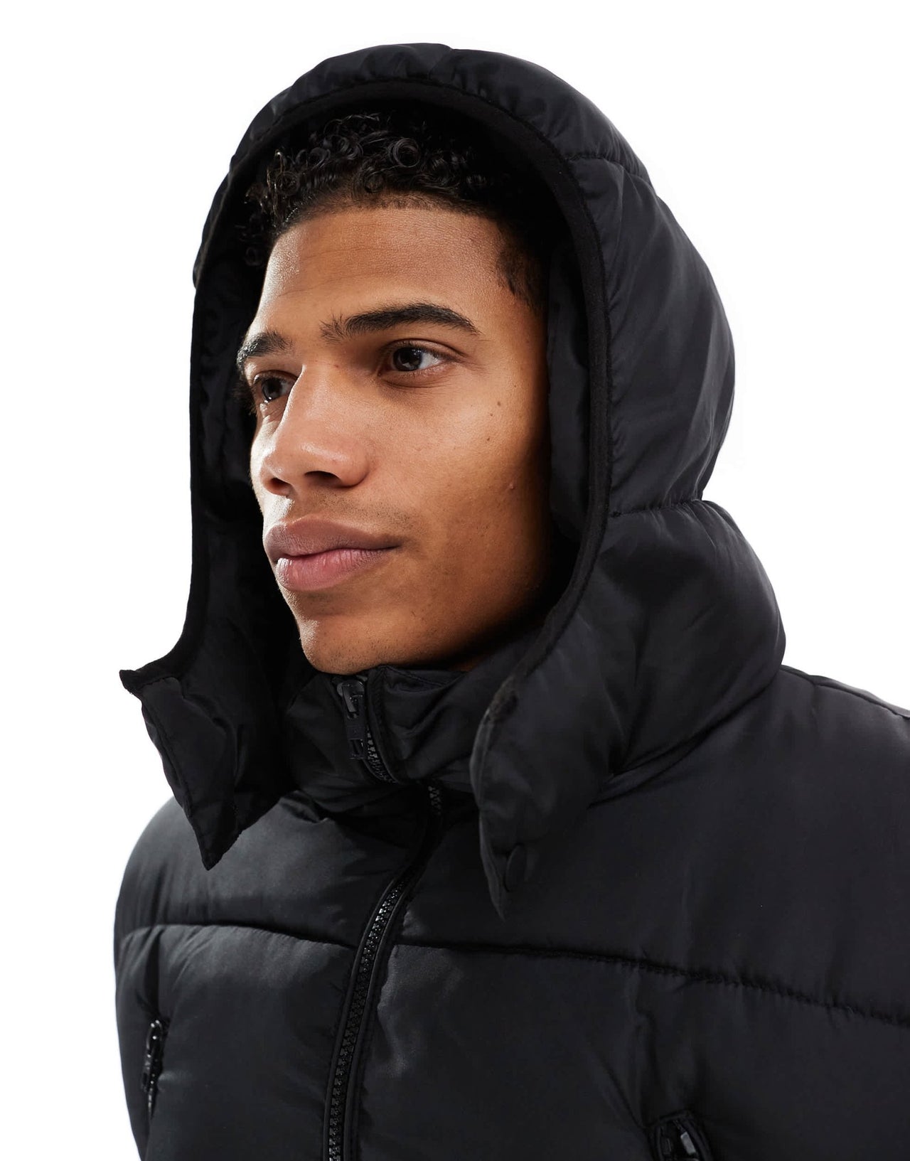 French Connection puffer jacket with hood and pockets in black - ASOS Sample Sale EU Store