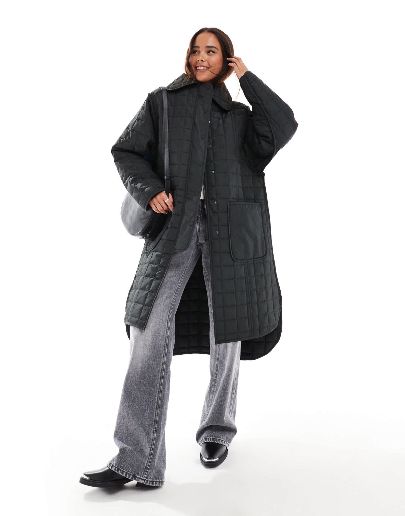 French Connection quilted longline jacket in black - ASOS Sample Sale EU Store