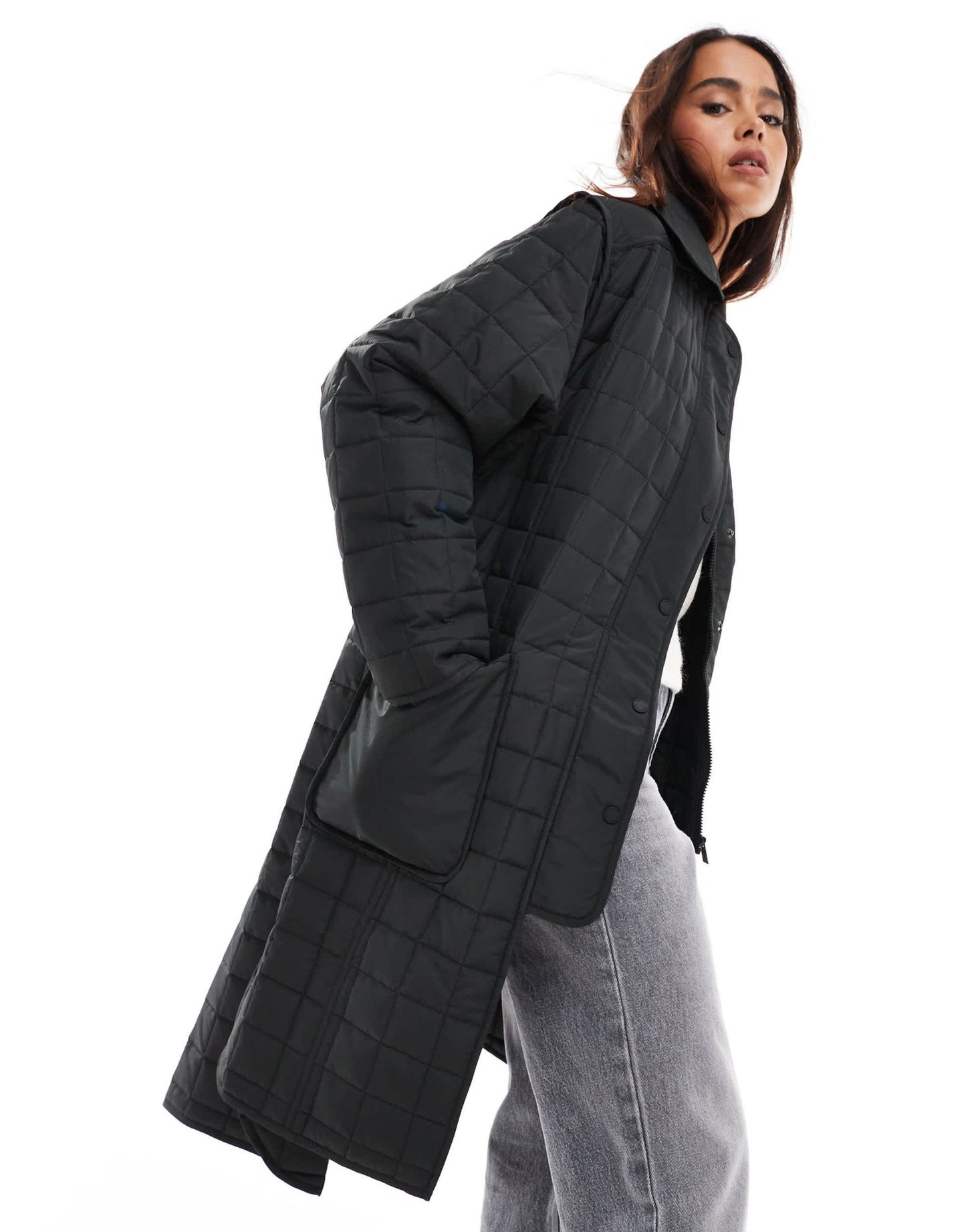 French Connection quilted longline jacket in black - ASOS Sample Sale EU Store