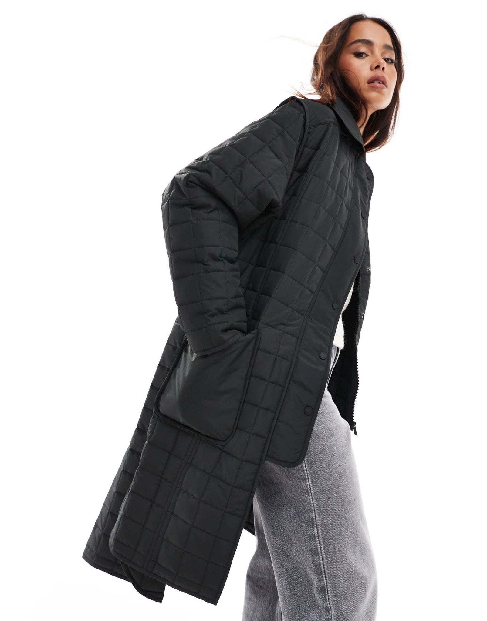 French Connection quilted longline jacket in black - ASOS Sample Sale EU Store