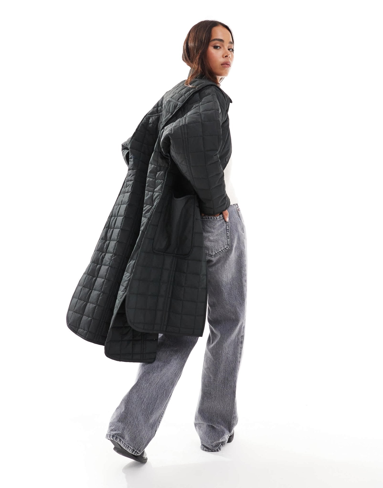French Connection quilted longline jacket in black - ASOS Sample Sale EU Store