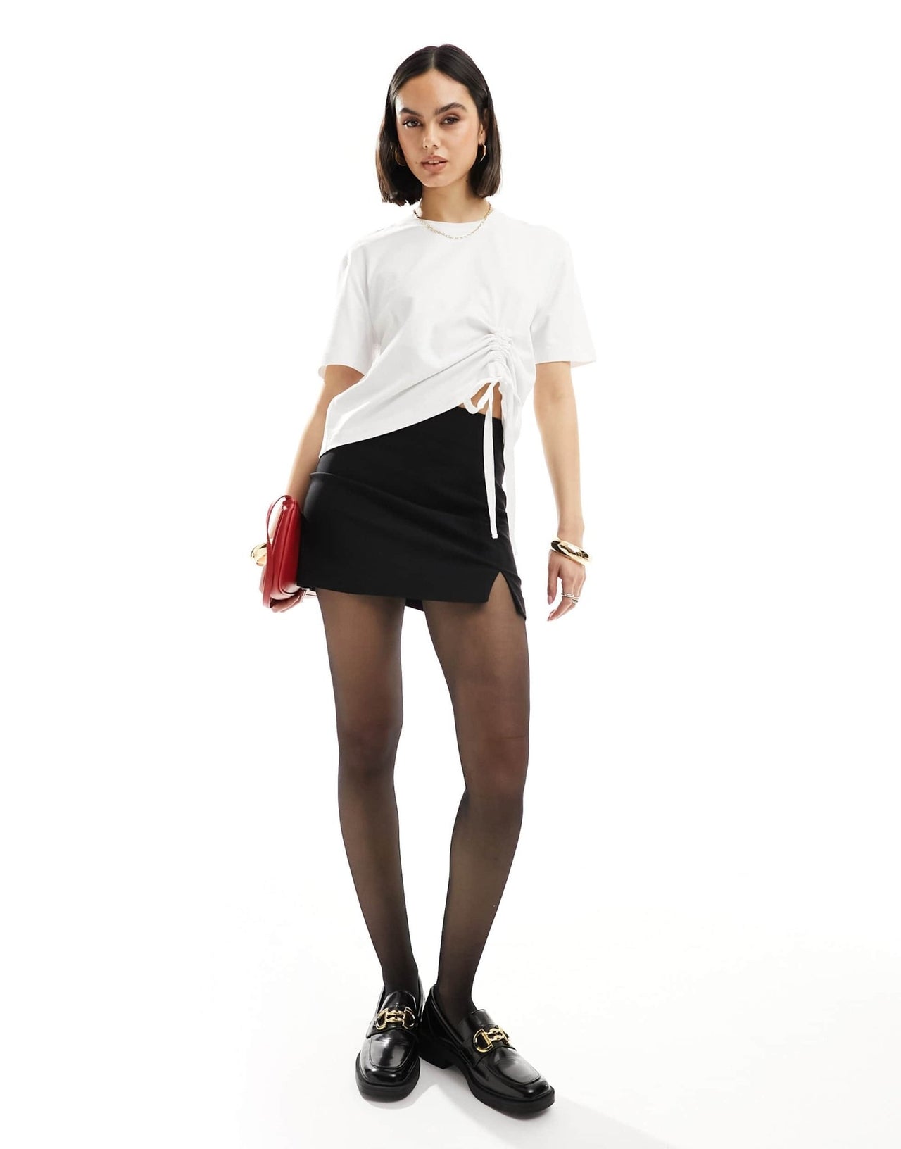 French Connection Rallie ruched cotton t-shirt in white - ASOS Sample Sale EU Store