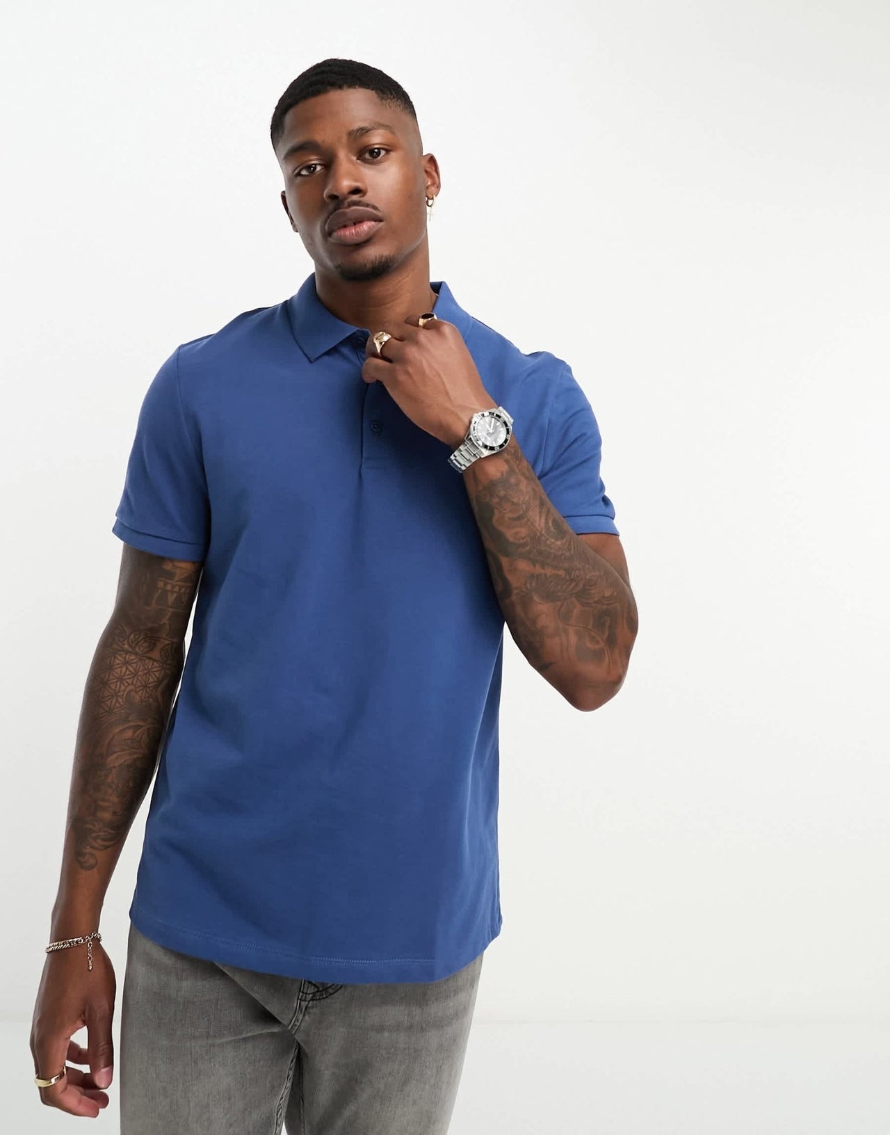 French Connection short sleeve polo shirt in blue - ASOS Sample Sale EU Store