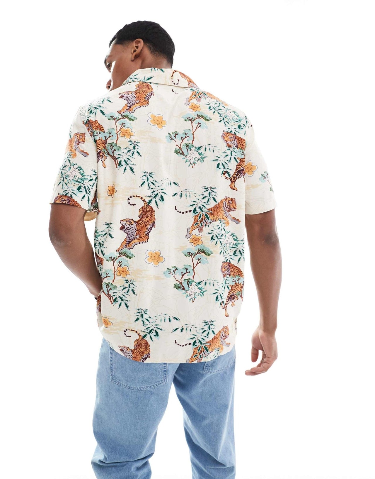 French Connection short sleeve revere shirt in white tiger print - ASOS Sample Sale EU Store