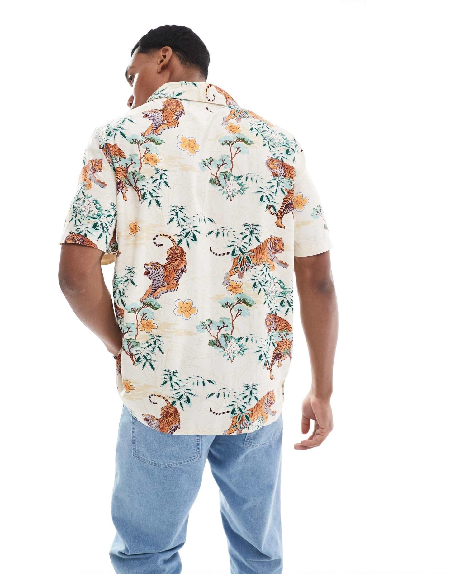 French Connection short sleeve revere shirt in white tiger print - ASOS Sample Sale EU Store