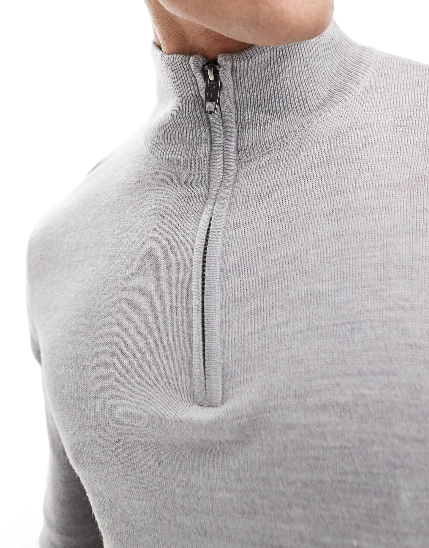 French Connection soft touch half zip jumper in light grey - ASOS Sample Sale EU Store