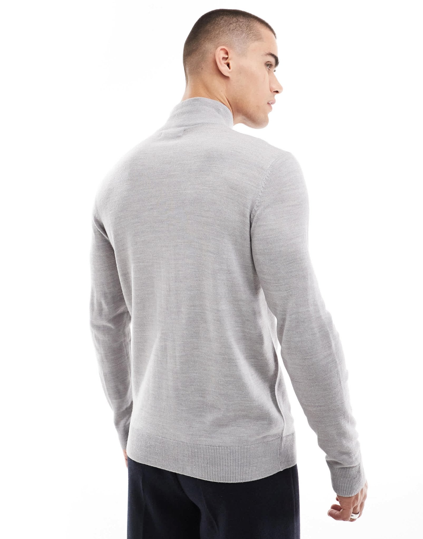 French Connection soft touch half zip jumper in light grey - ASOS Sample Sale EU Store