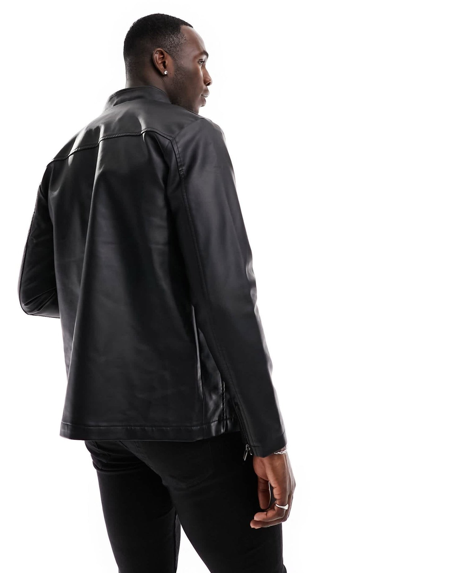 French Connection Tall faux leather racer jacket in black - ASOS Sample Sale EU Store