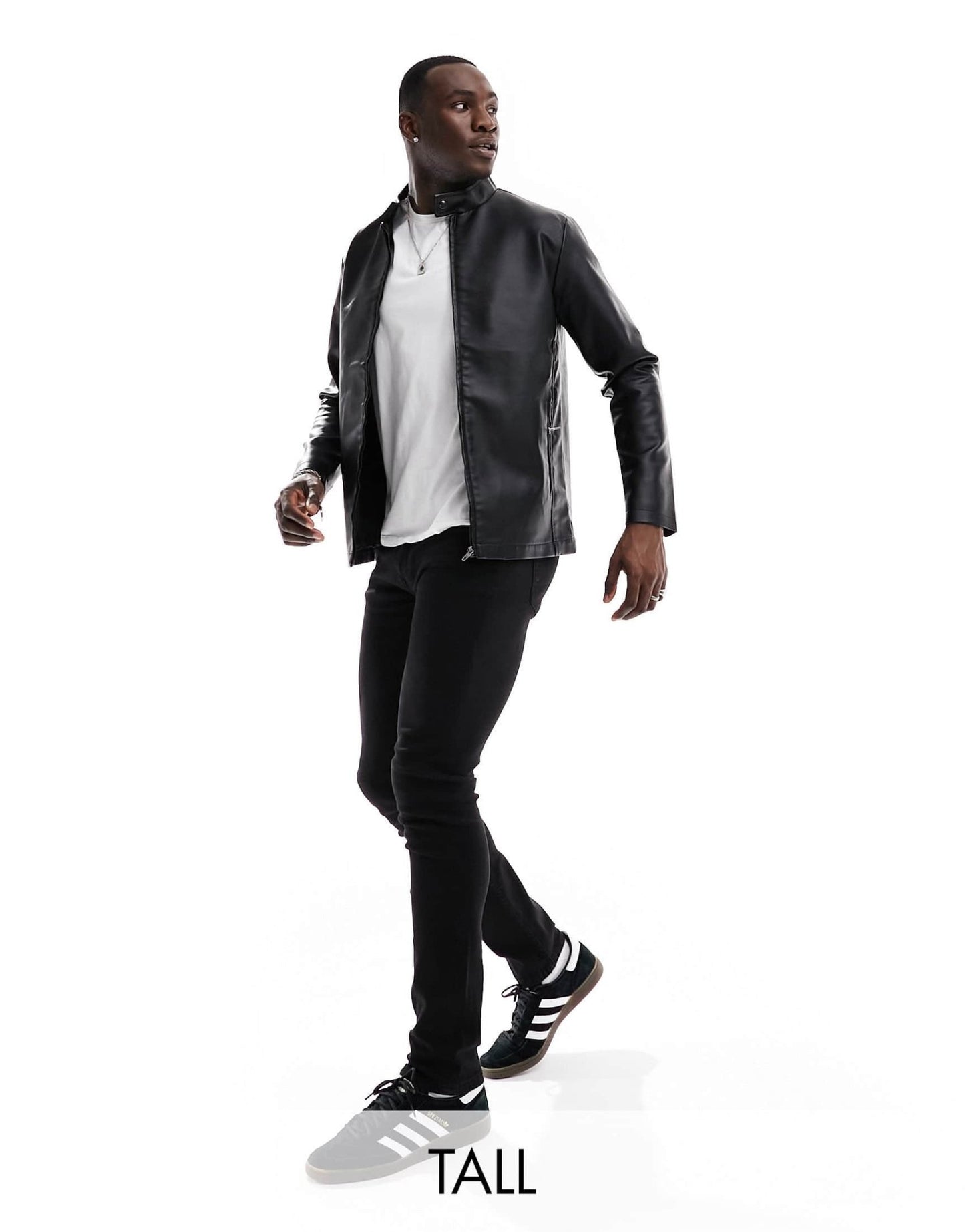 French Connection Tall faux leather racer jacket in black - ASOS Sample Sale EU Store