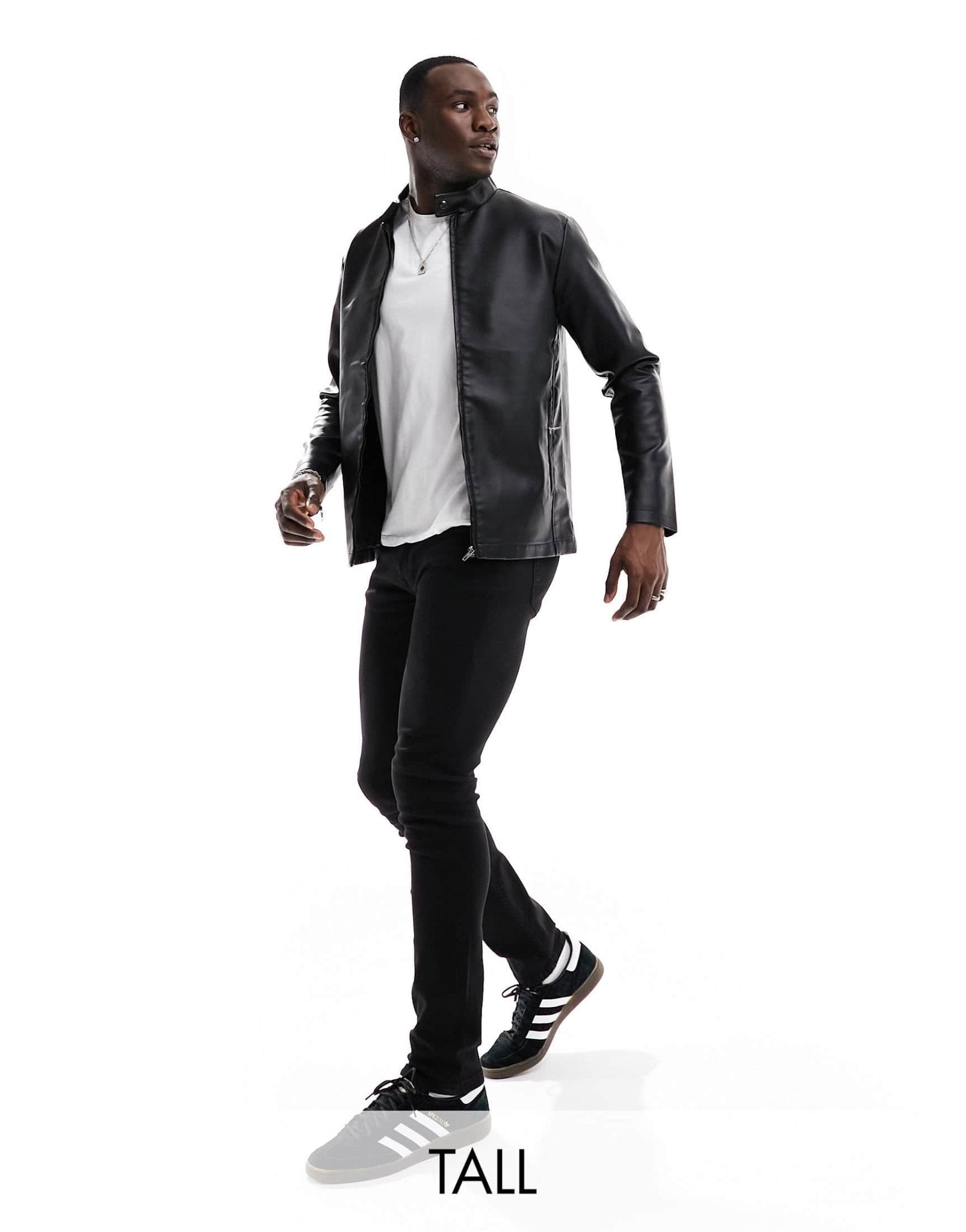 French Connection Tall faux leather racer jacket in black - ASOS Sample Sale EU Store