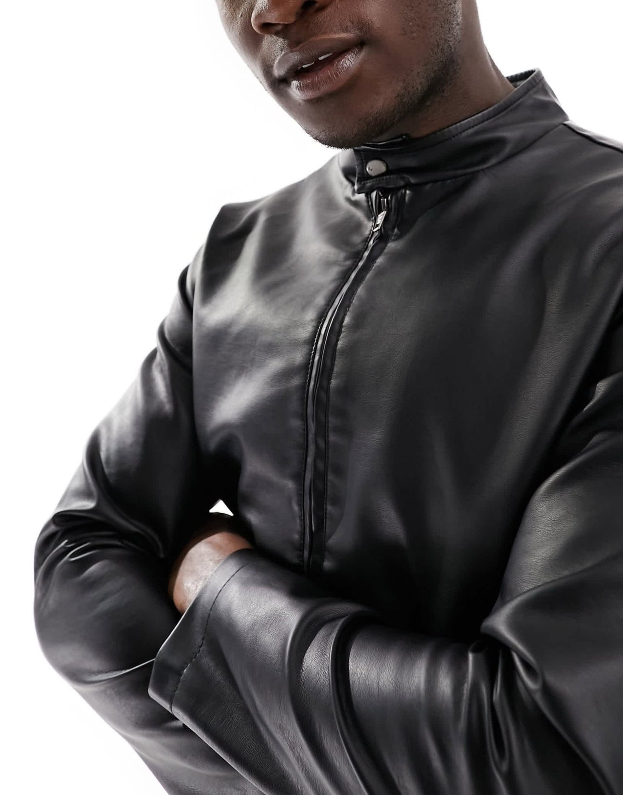 French Connection Tall faux leather racer jacket in black - ASOS Sample Sale EU Store