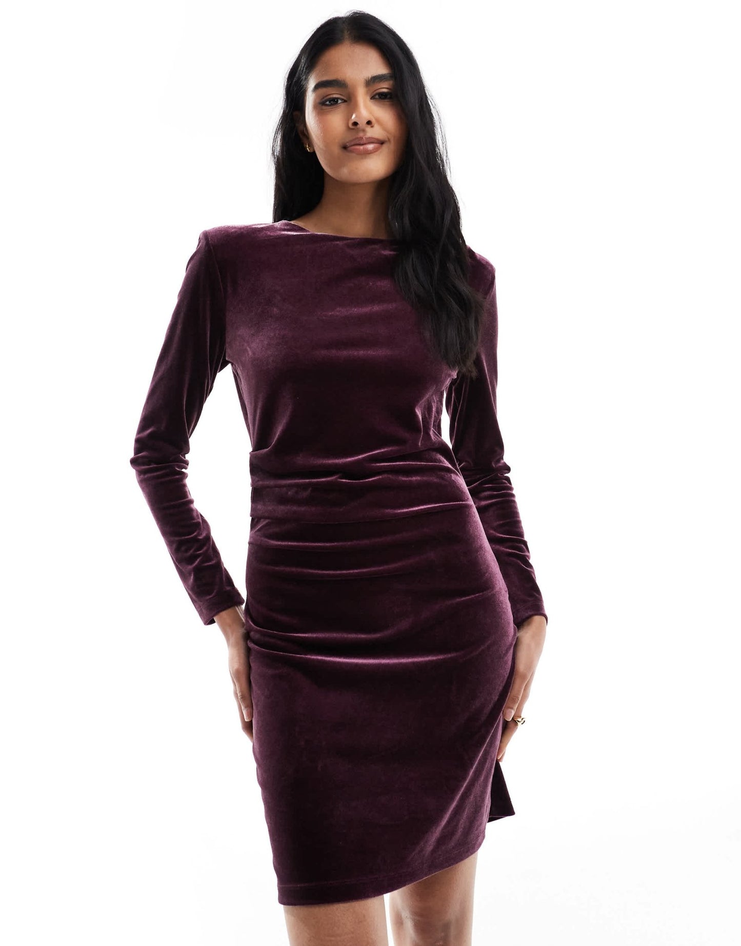 French Connection velvet bodycon mini dress in burgundy - ASOS Sample Sale EU Store