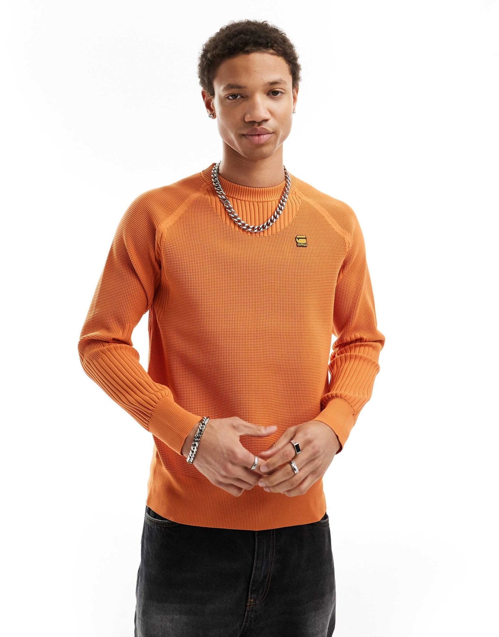 G - star pullover knitted jumper in orange - ASOS Sample Sale EU Store