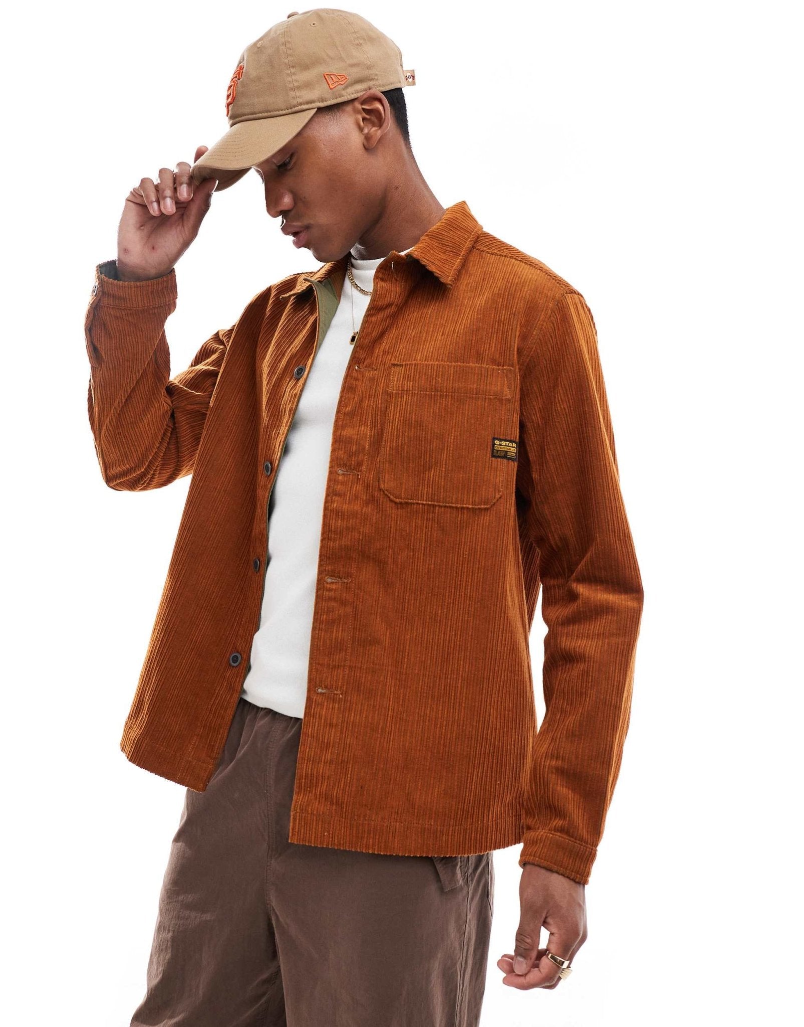 G - Star relaxed cord long sleeve shirt in burnt orange - ASOS Sample Sale EU Store