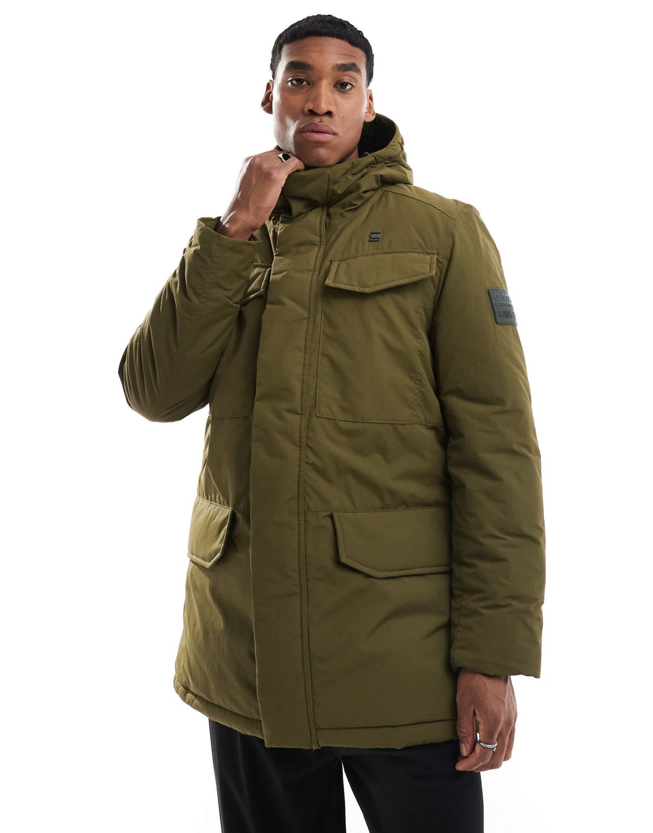 G - Star vodan longline parka jacket in olive green - ASOS Sample Sale EU Store
