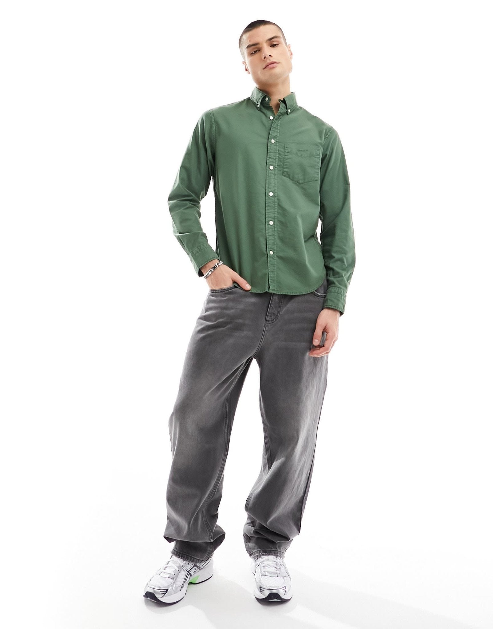 GANT archive logo sunfaded oxford shirt in dark green - ASOS Sample Sale EU Store