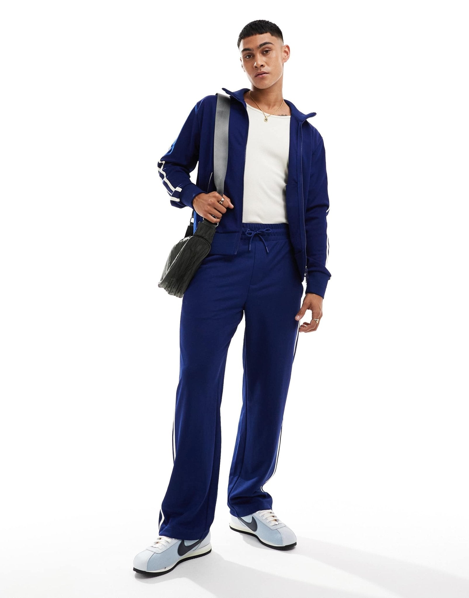 GANT back logo applique 2 stripe track jacket in navy CO - ORD - ASOS Sample Sale EU Store