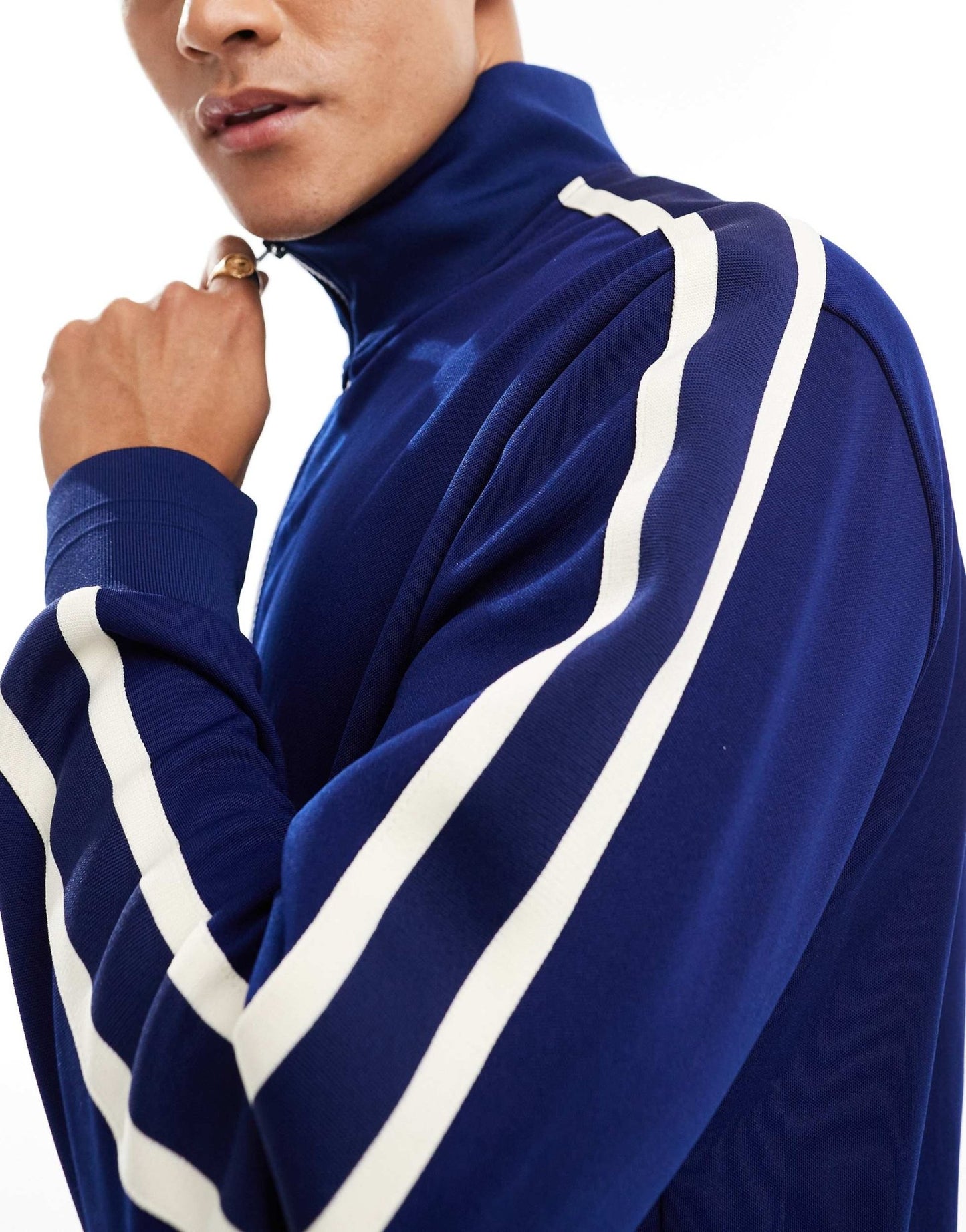 GANT back logo applique 2 stripe track jacket in navy CO - ORD - ASOS Sample Sale EU Store