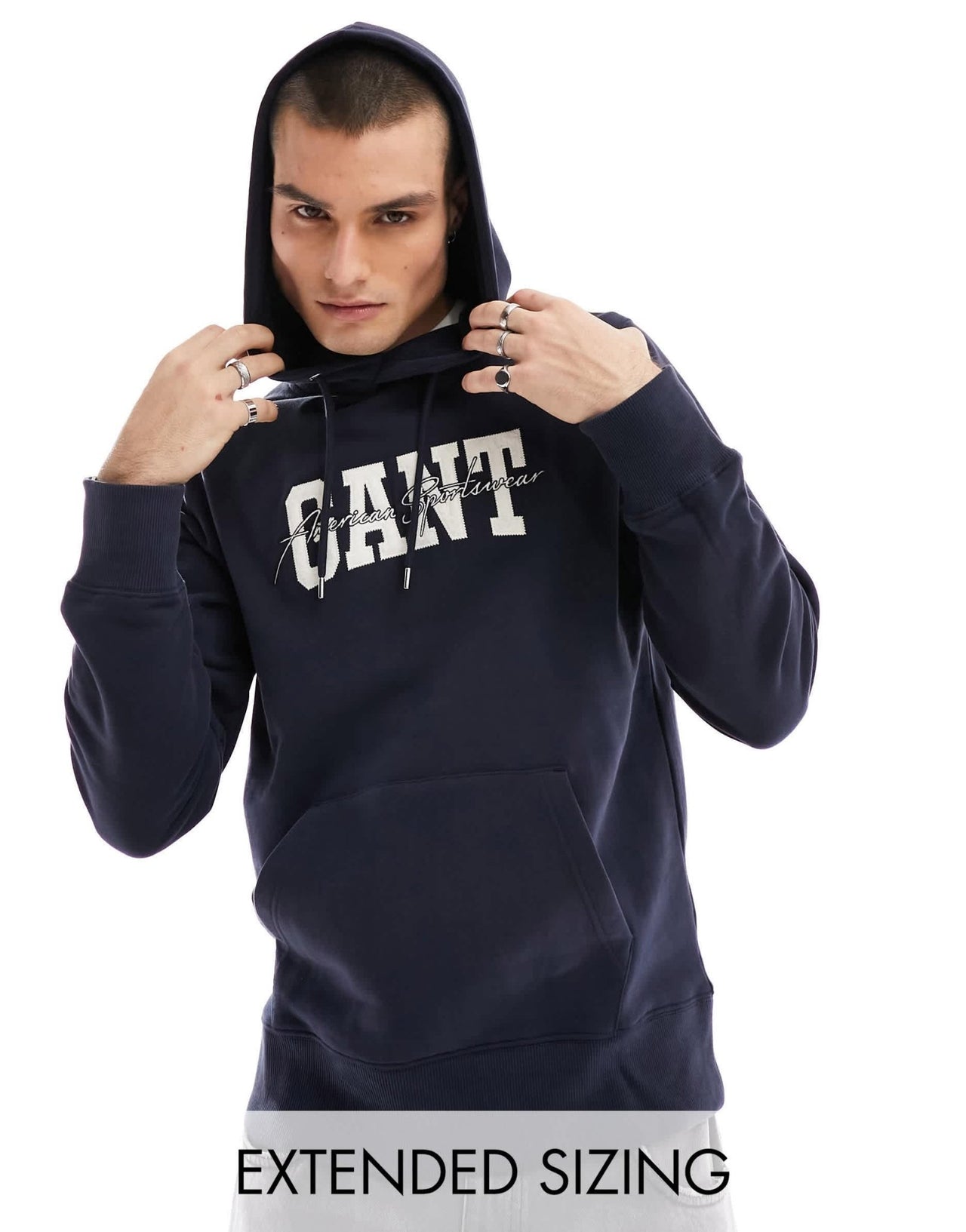 GANT collegiate arch script logo hoodie in navy - ASOS Sample Sale EU Store