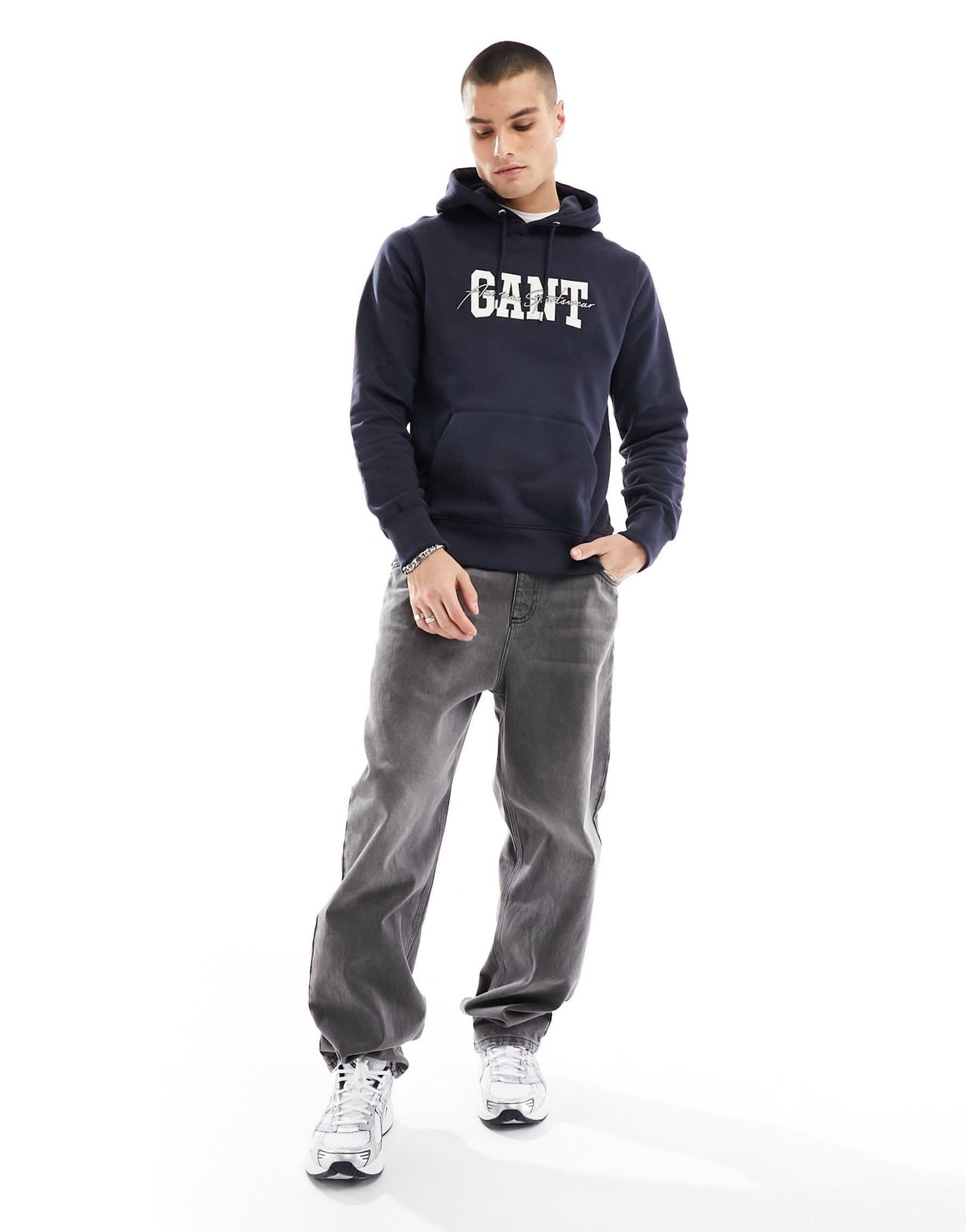 GANT collegiate arch script logo hoodie in navy - ASOS Sample Sale EU Store