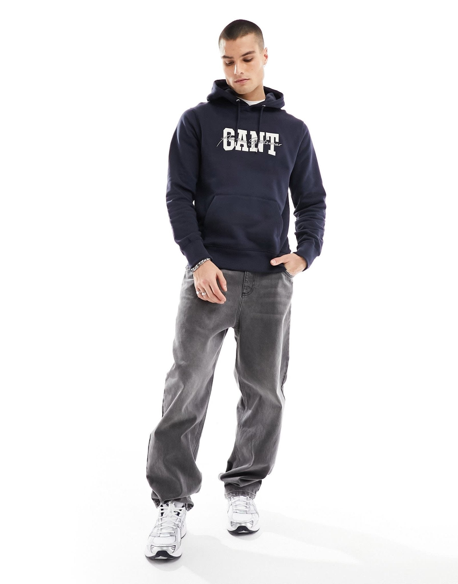 GANT collegiate arch script logo hoodie in navy - ASOS Sample Sale EU Store