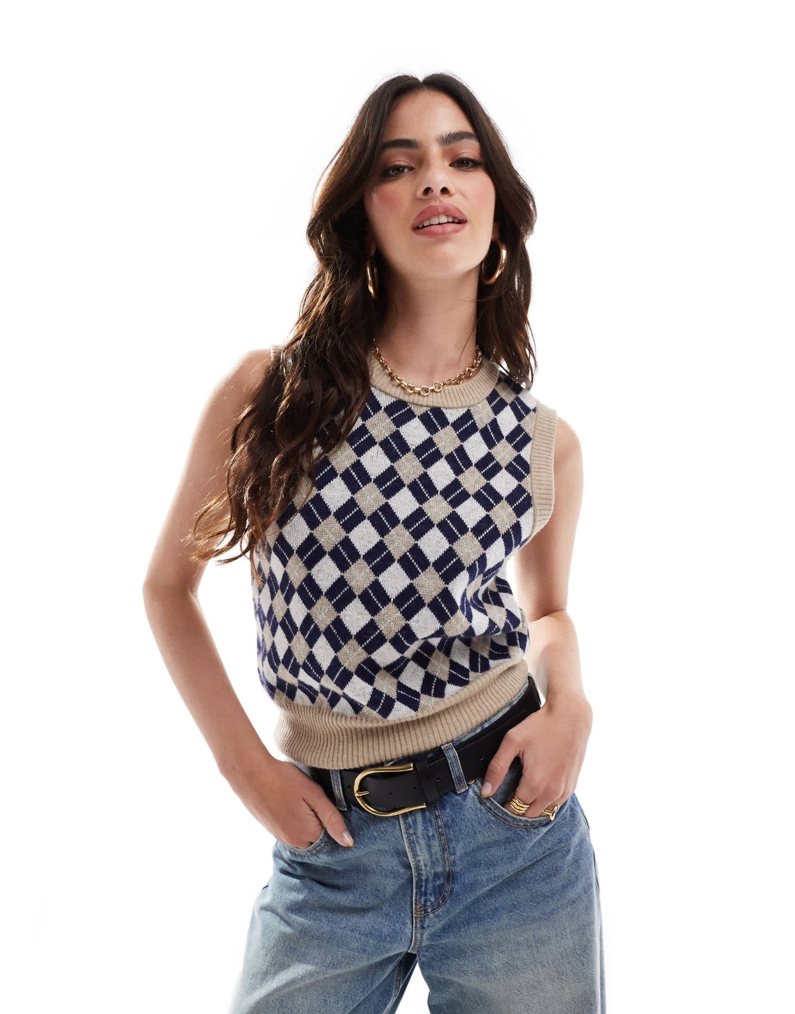 GANT knitted argyle sweater vest in beige - ASOS Sample Sale EU Store