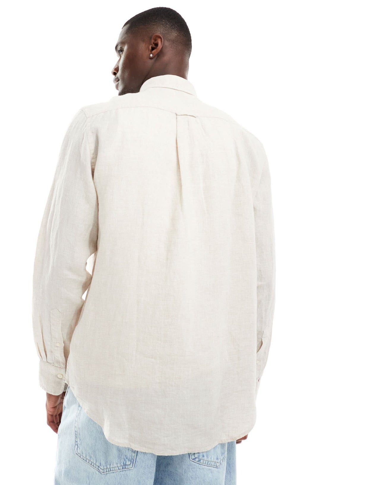GANT logo linen houndstooth shirt in beige - ASOS Sample Sale EU Store