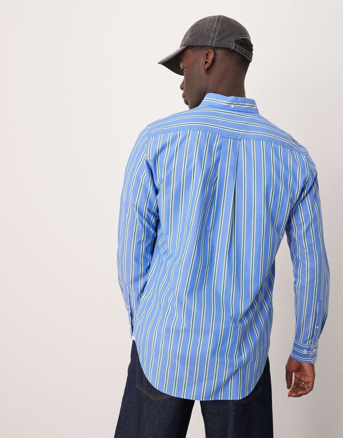 GANT regular fit poplin striped logo shirt in blue - ASOS Sample Sale EU Store
