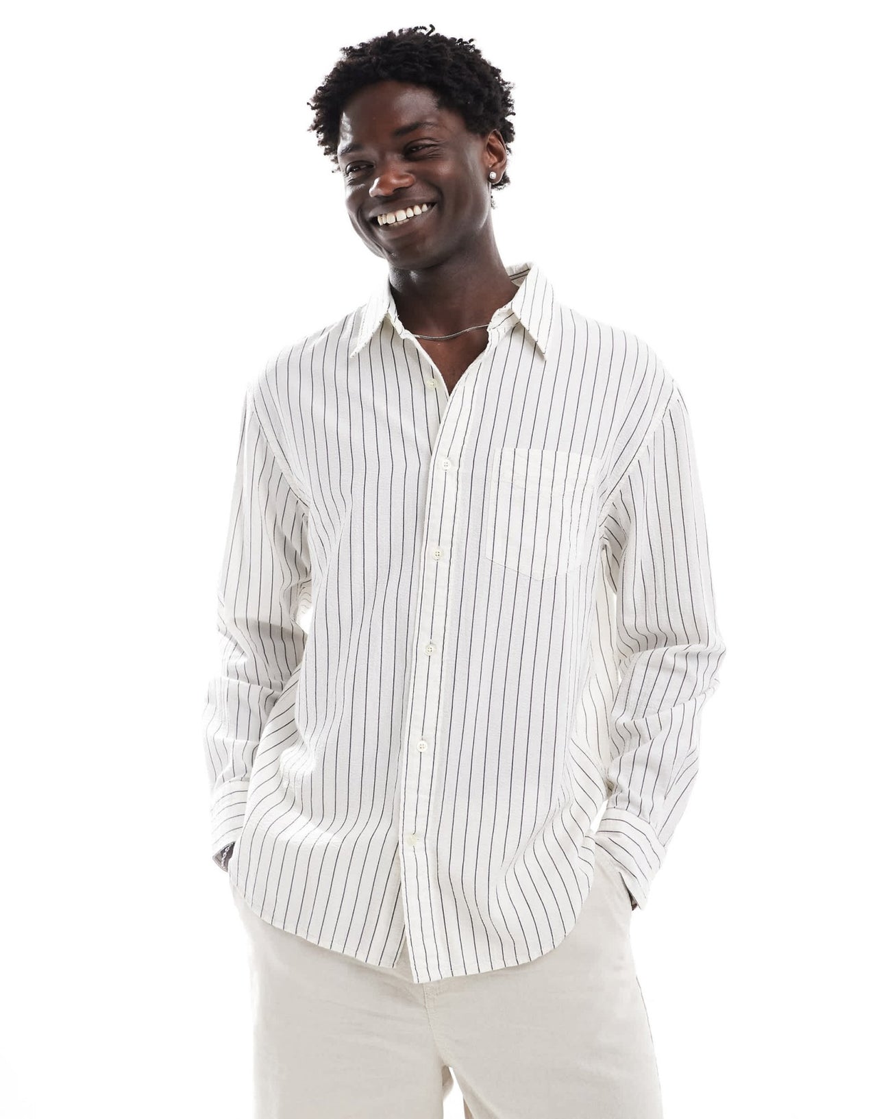 GANT seersucker pinstripe relaxed fit shirt in white - ASOS Sample Sale EU Store