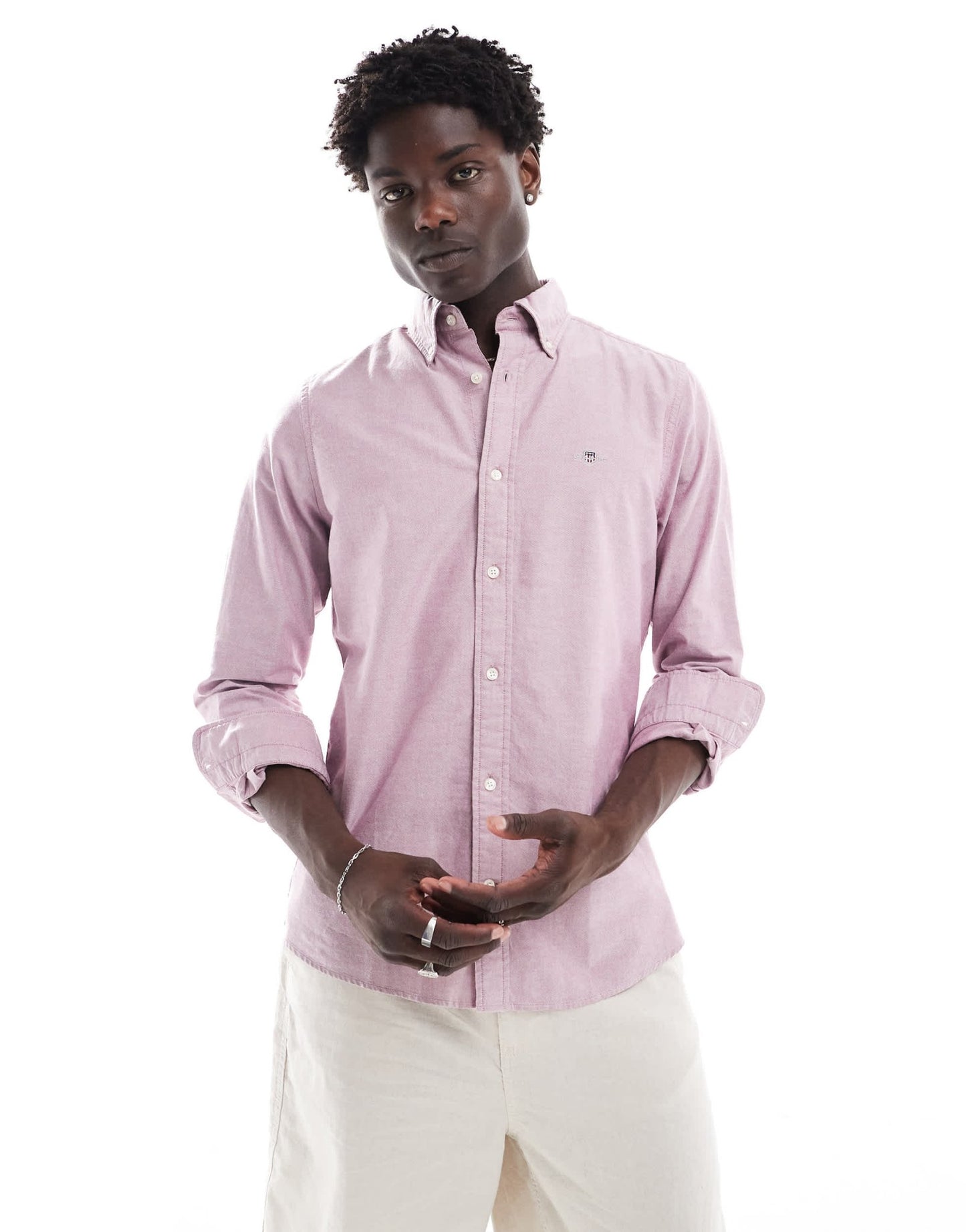 GANT shield logo embroid slim fit oxford shirt in washed red - ASOS Sample Sale EU Store