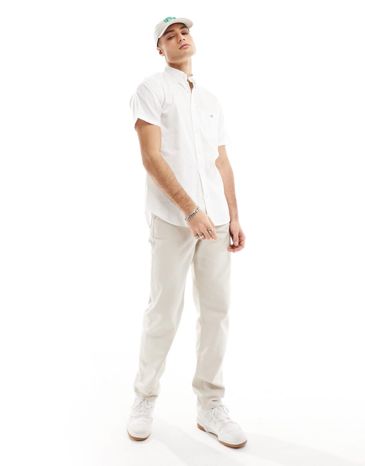GANT shield logo short sleeve cotton linen shirt in white - ASOS Sample Sale EU Store