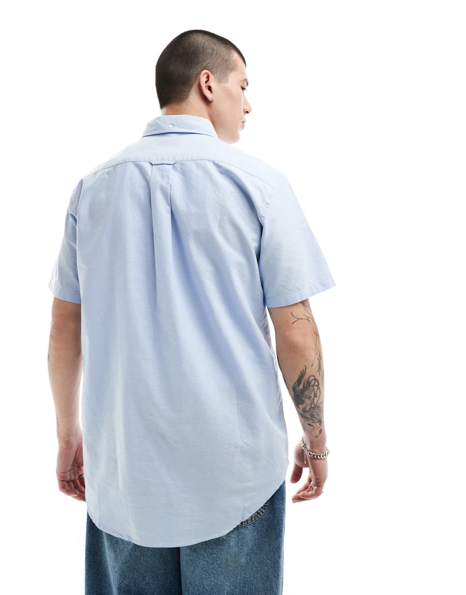 GANT shield logo short sleeve oxford shirt in light blue - ASOS Sample Sale EU Store