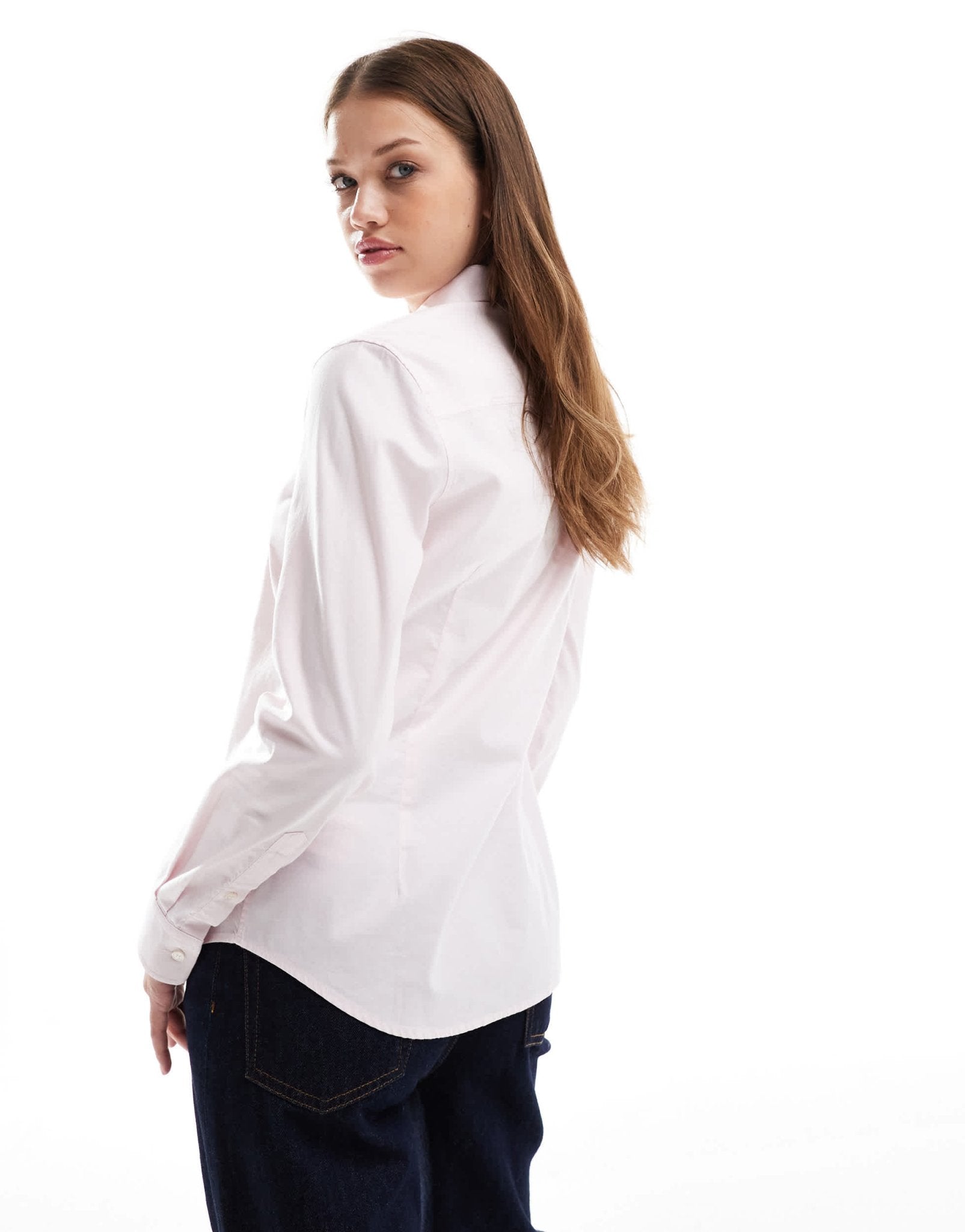 GANT slim stretch oxford shirt with logo in light pink - ASOS Sample Sale EU Store