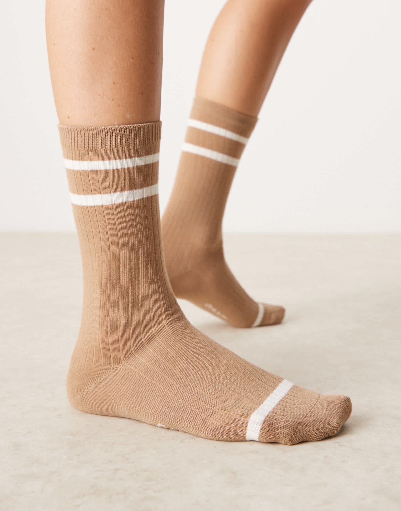GANT striped ribbed socks with logo in beige - ASOS Sample Sale EU Store