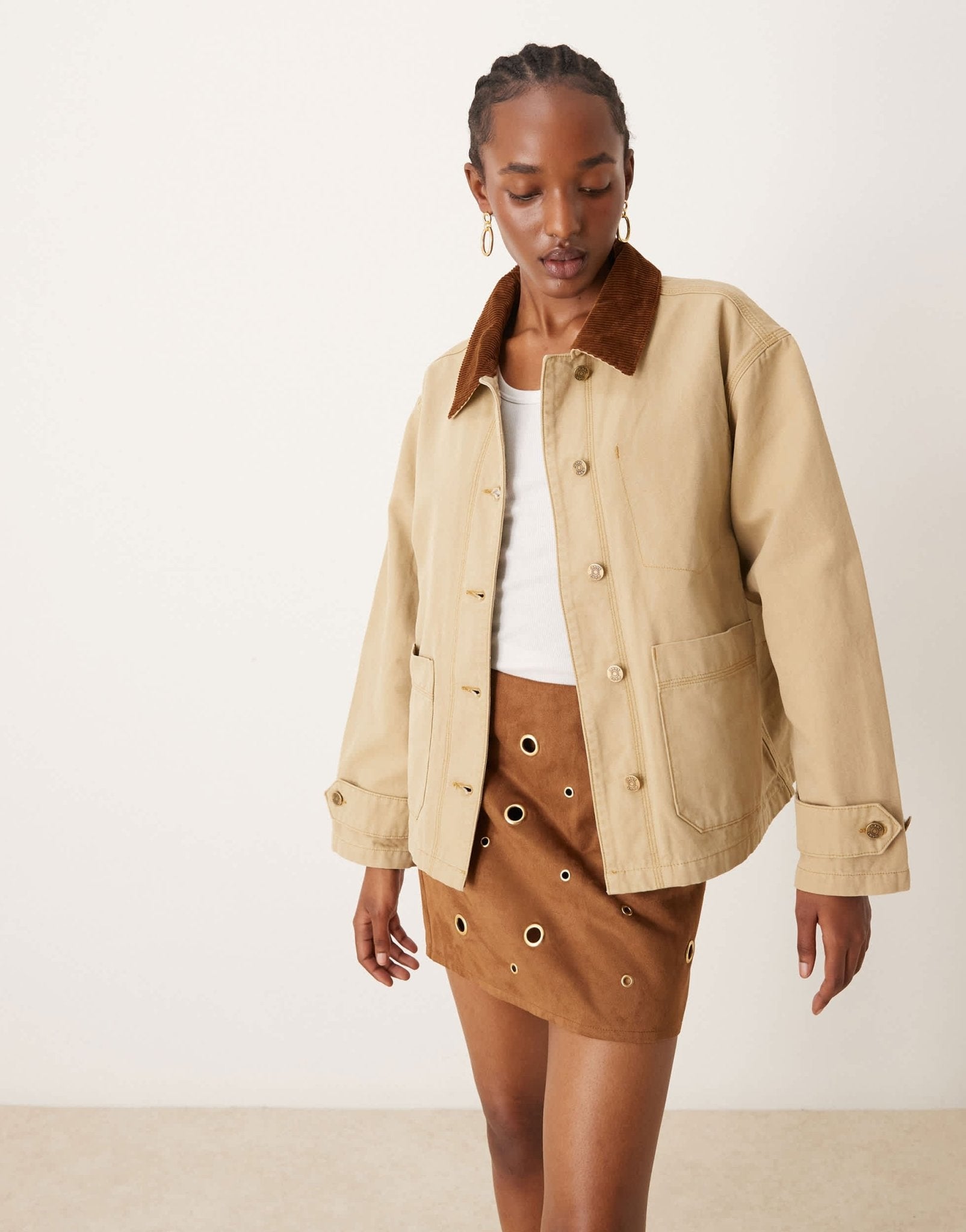 GANT workwear jacket with cord collar in beige - ASOS Sample Sale EU Store