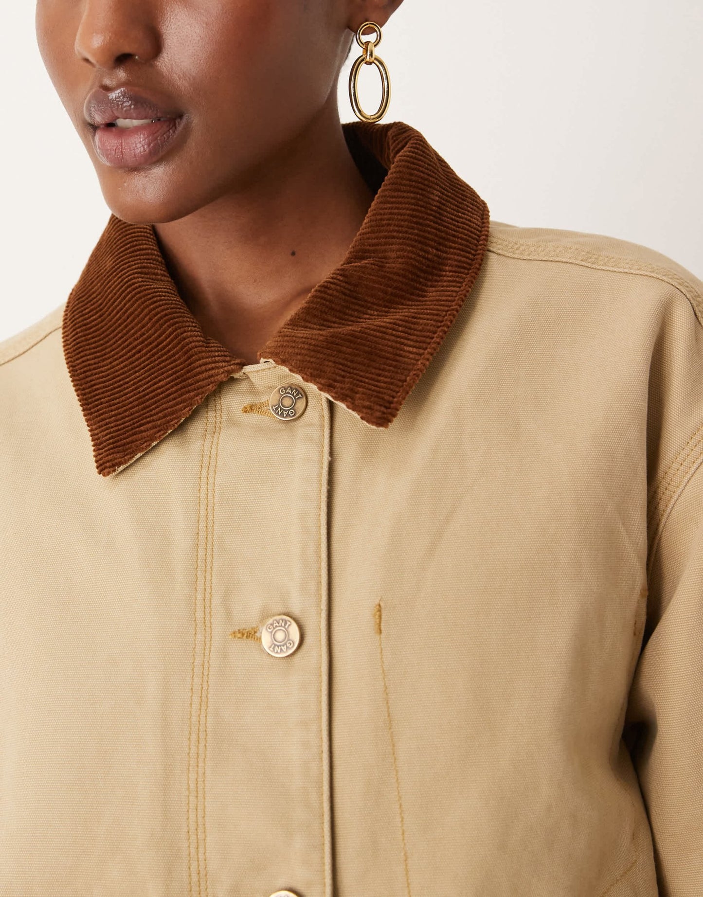 GANT workwear jacket with cord collar in beige - ASOS Sample Sale EU Store