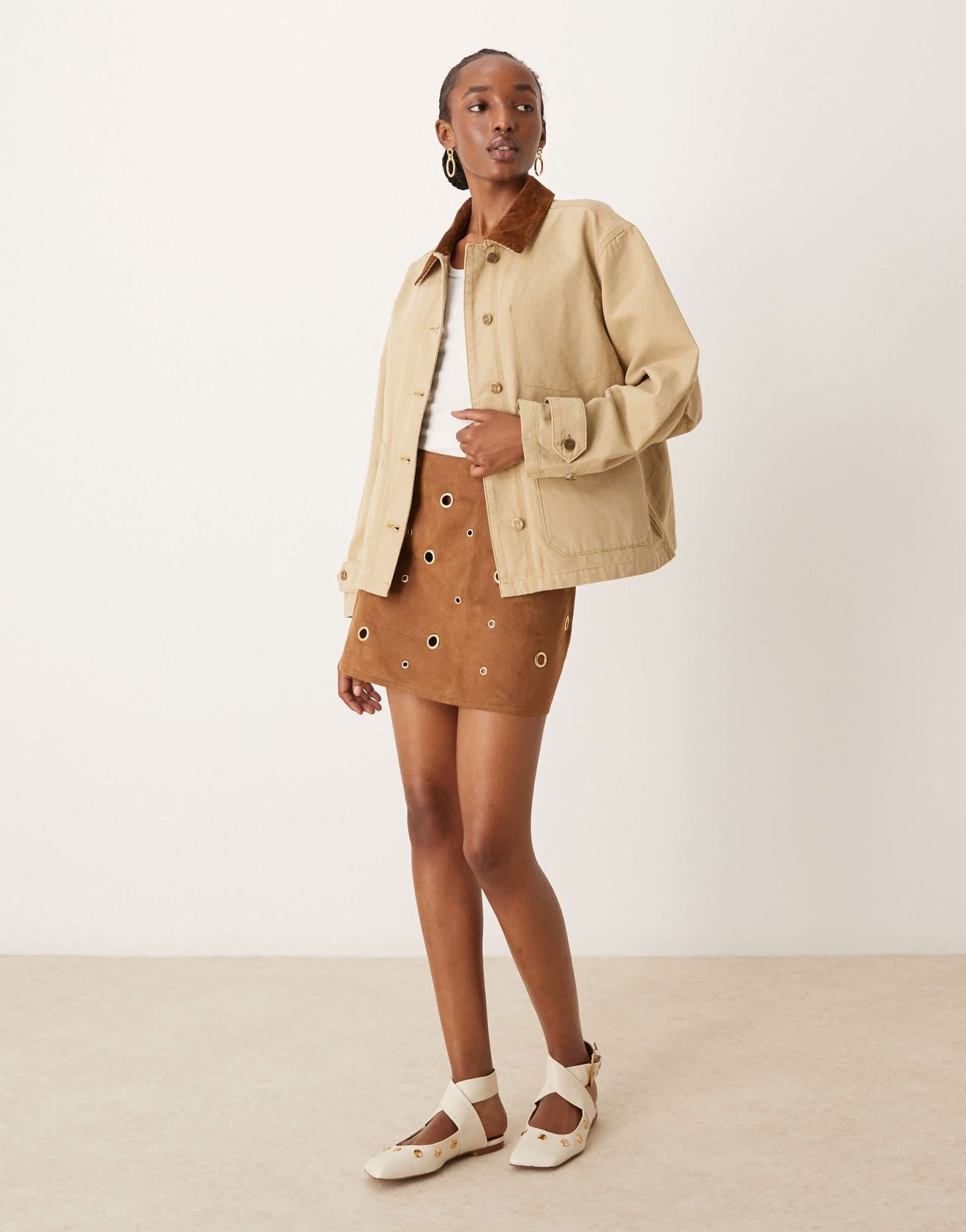 GANT workwear jacket with cord collar in beige - ASOS Sample Sale EU Store