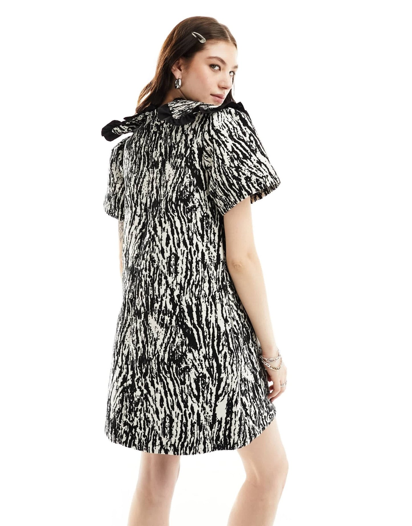 Ghospell contrast collar jacquard mini dress in zebra print - ASOS Sample Sale EU Store