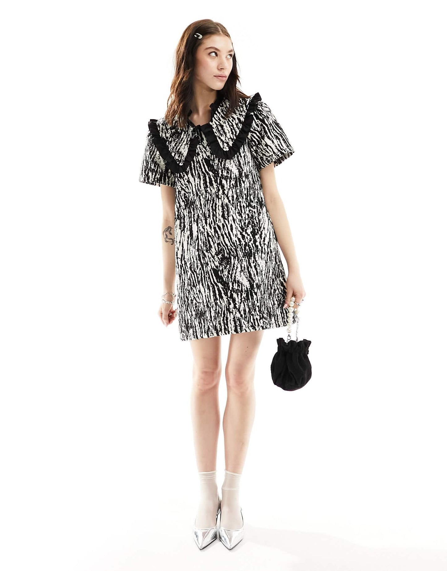 Ghospell contrast collar jacquard mini dress in zebra print - ASOS Sample Sale EU Store