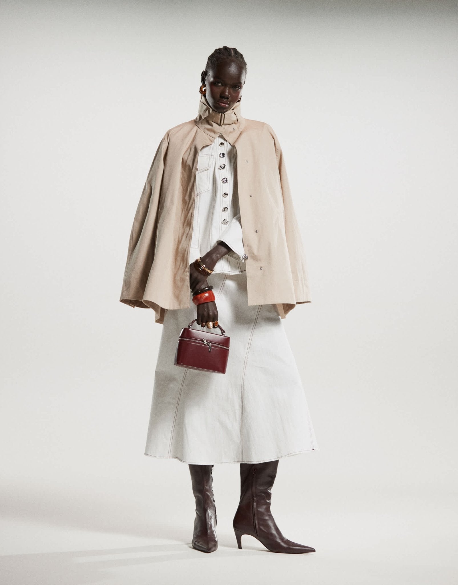 Ghospell contrast stitch shirt co - ord in ivory - ASOS Sample Sale EU Store