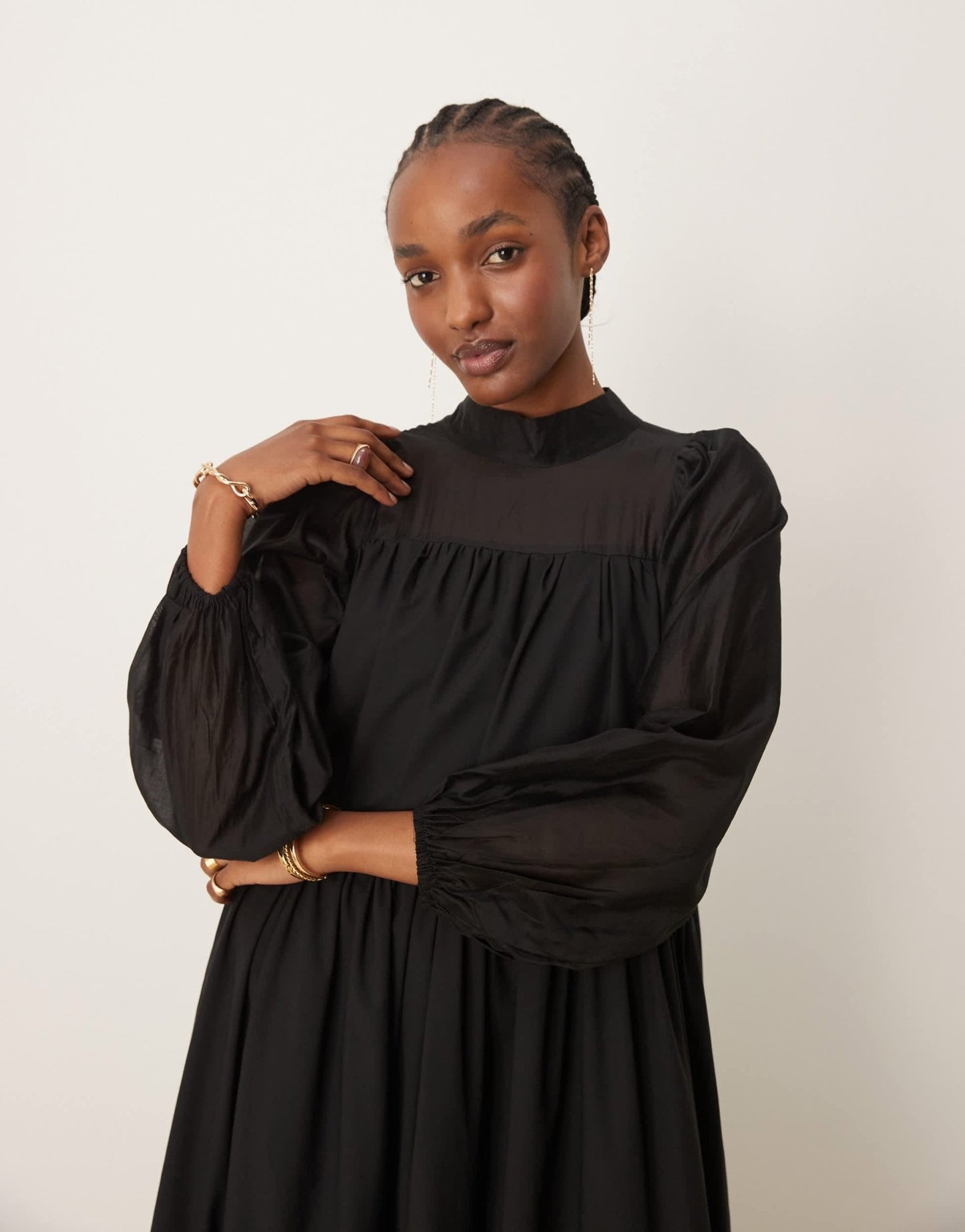 Ghospell Harriet tiered midi dress in black - ASOS Sample Sale EU Store