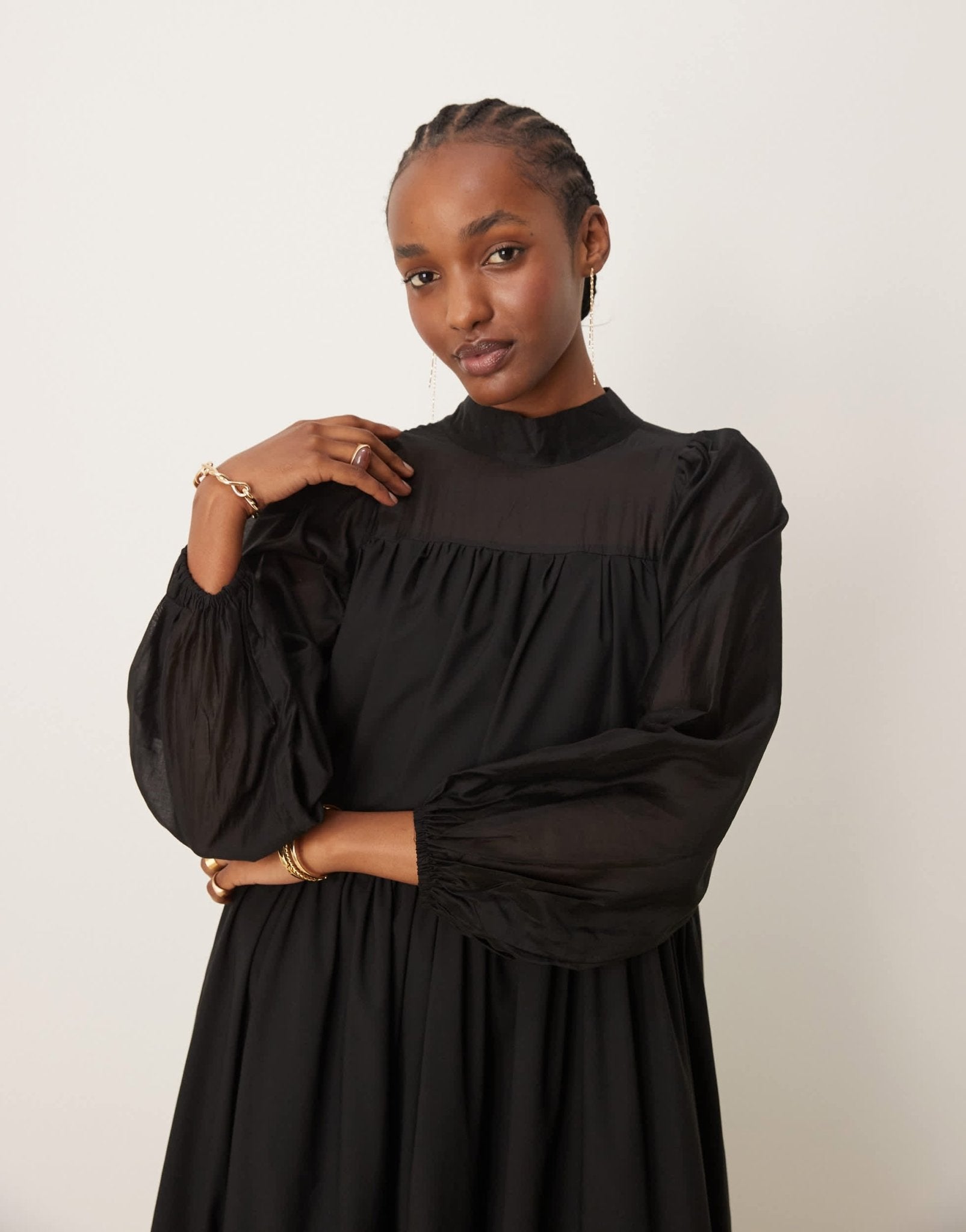 Ghospell Harriet tiered midi dress in black - ASOS Sample Sale EU Store