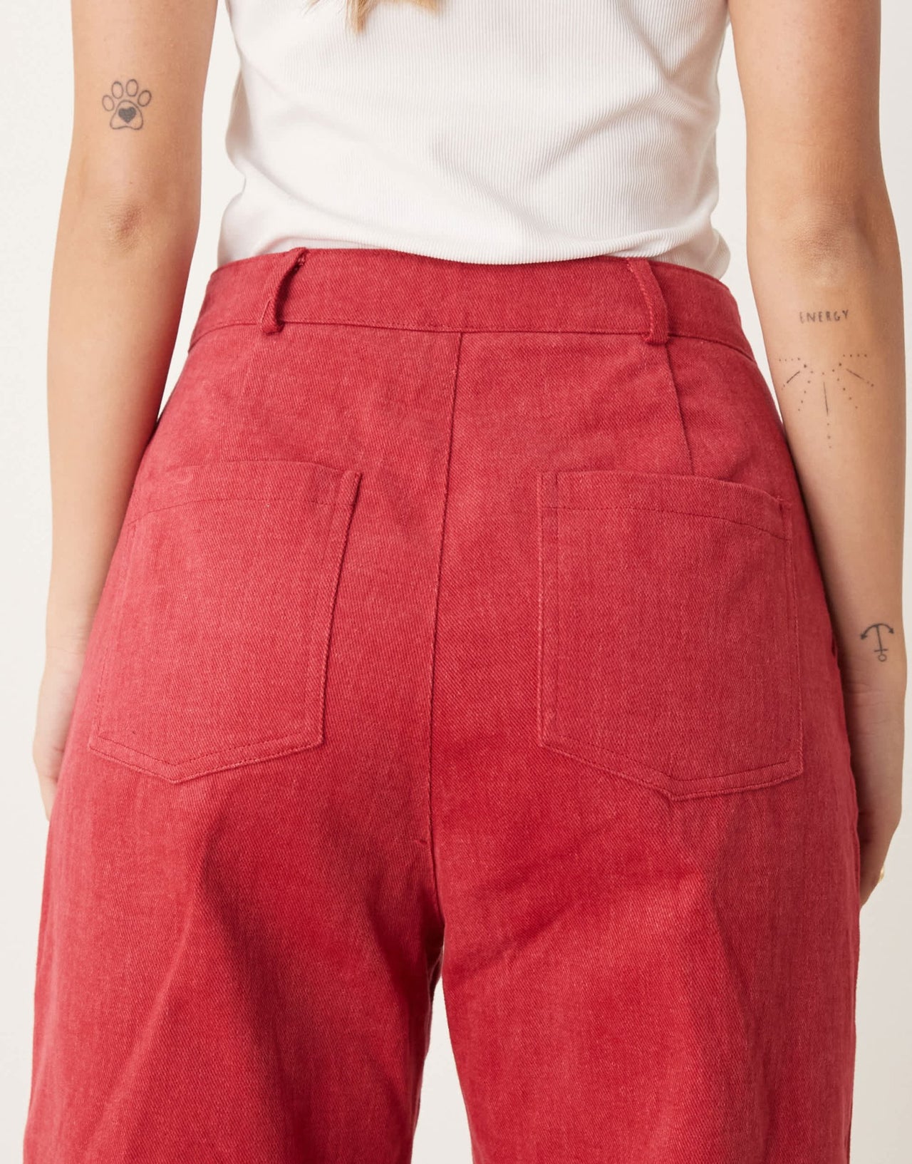 Ghospell high waisted denim jeans co - ord in red - ASOS Sample Sale EU Store