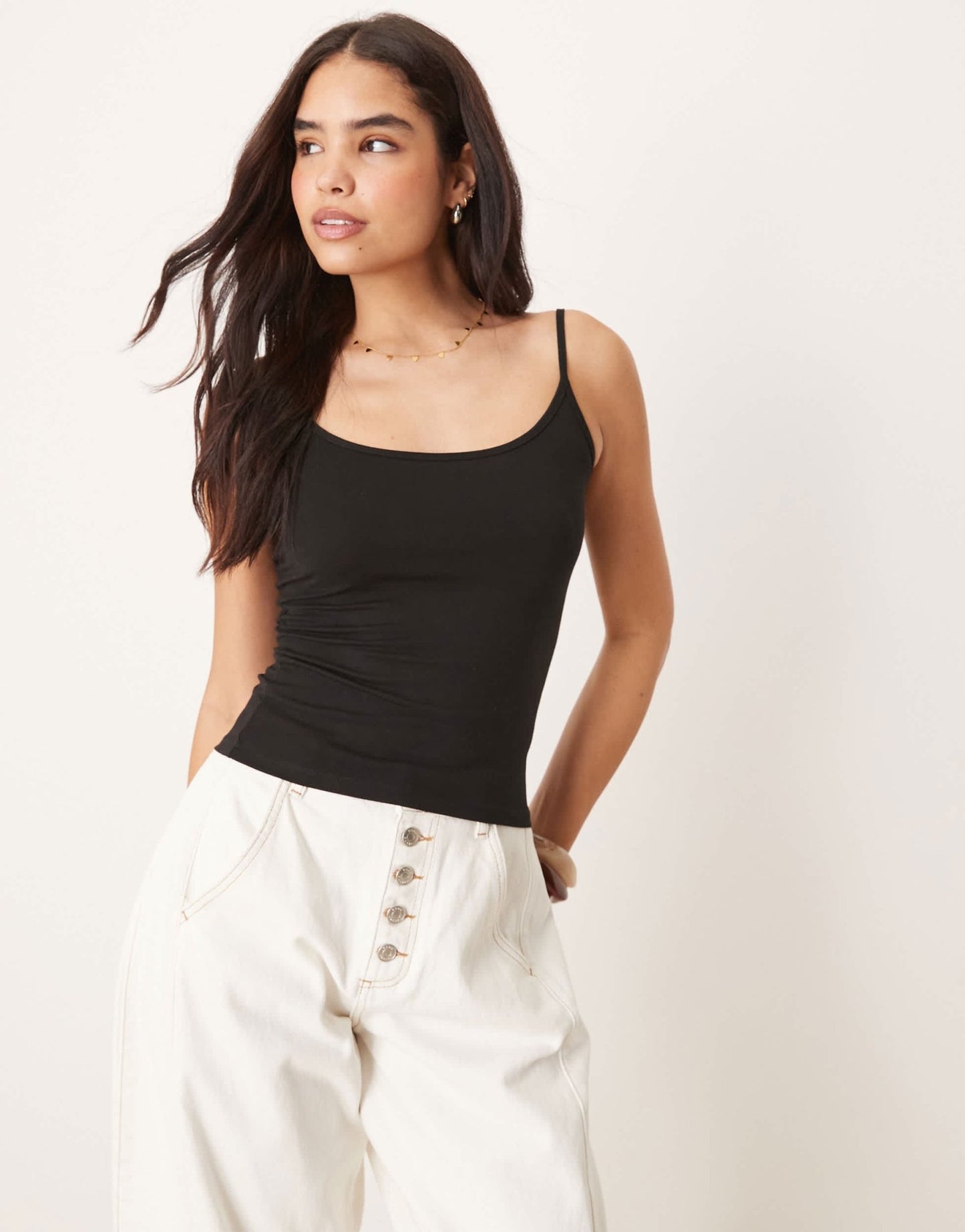 Gina Tricot jersey strappy cami top in black - ASOS Sample Sale EU Store
