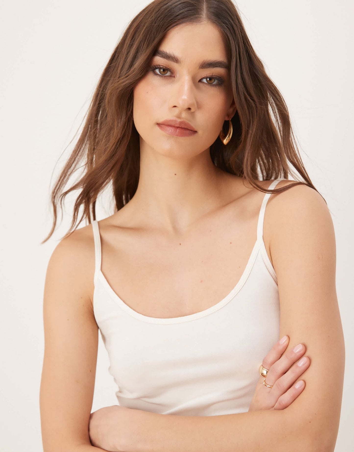 Gina Tricot jersey strappy cami top in cream - ASOS Sample Sale EU Store