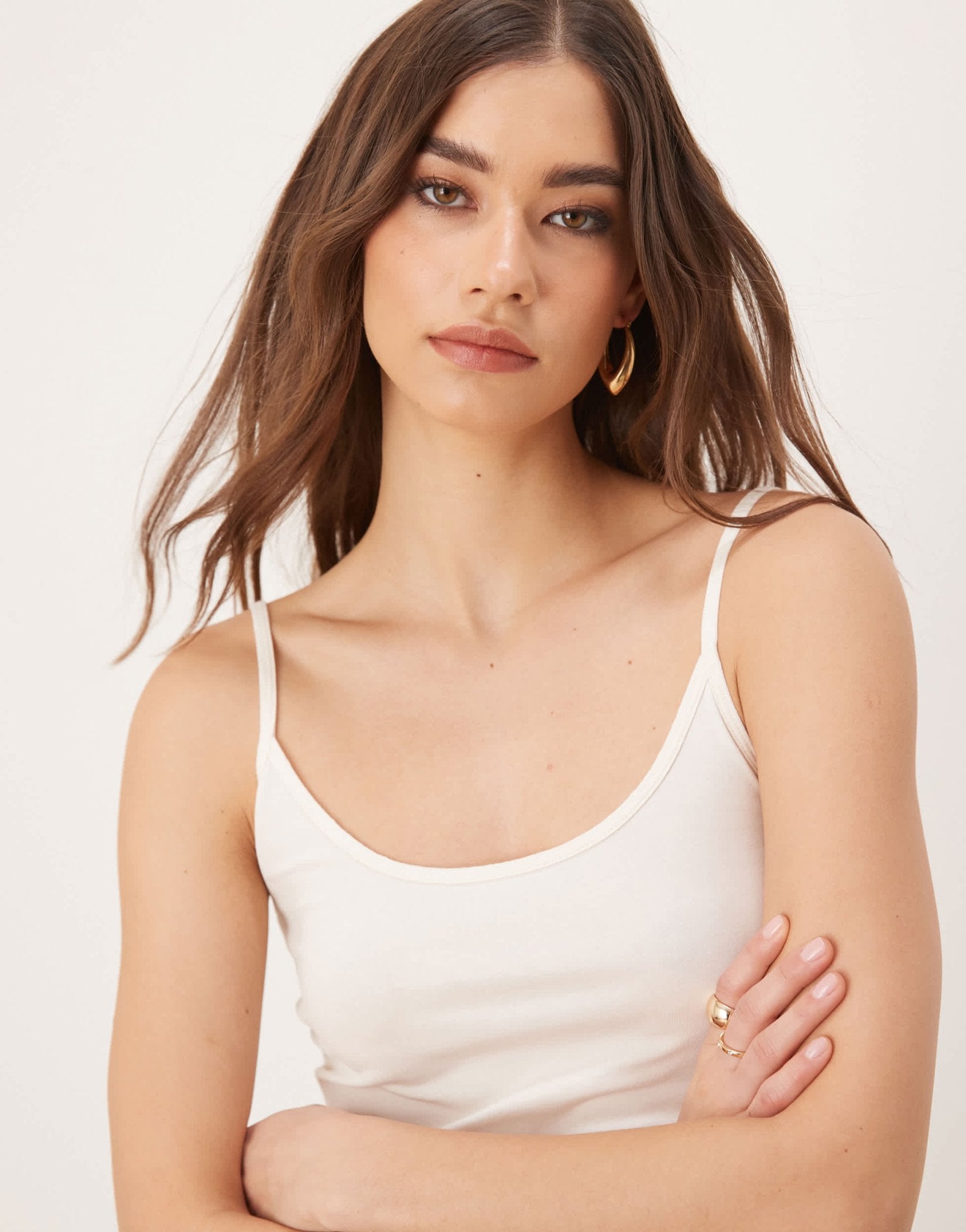 Gina Tricot jersey strappy cami top in cream - ASOS Sample Sale EU Store