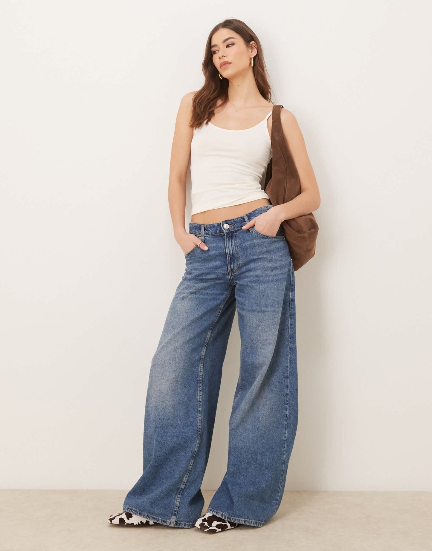 Gina Tricot jersey strappy cami top in cream - ASOS Sample Sale EU Store